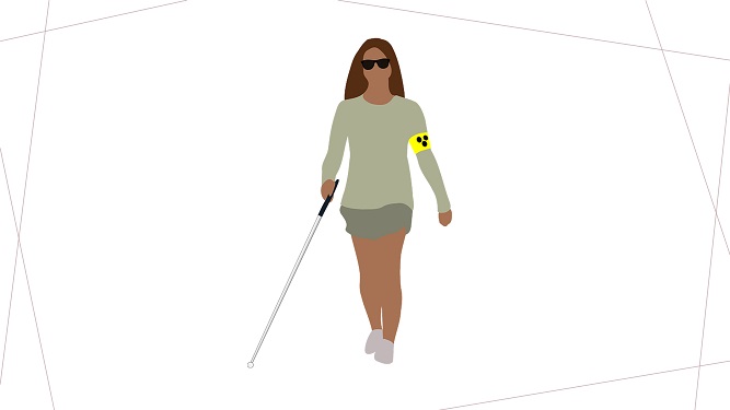 Woman walking with cane